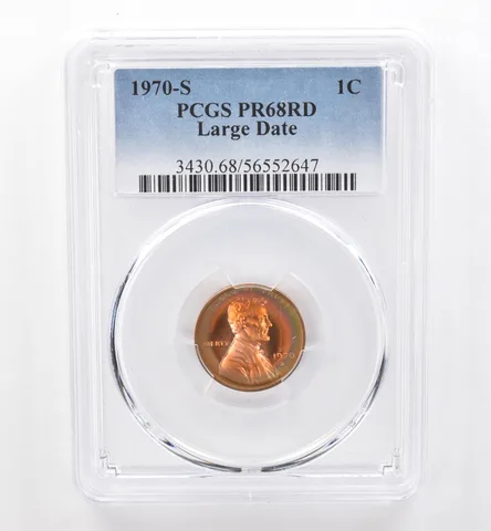 1970-S Lincoln Memorial Cent Large Date PR68 RD PCGS Beautiful Tone *6585