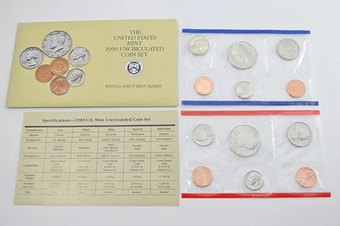1990 Mint Set with Original Envelope & Flatpacks (10 coins)