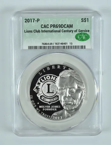 2017-P Lions Club Commemorative Silver Dollar PR69 DCAM CAC CACg