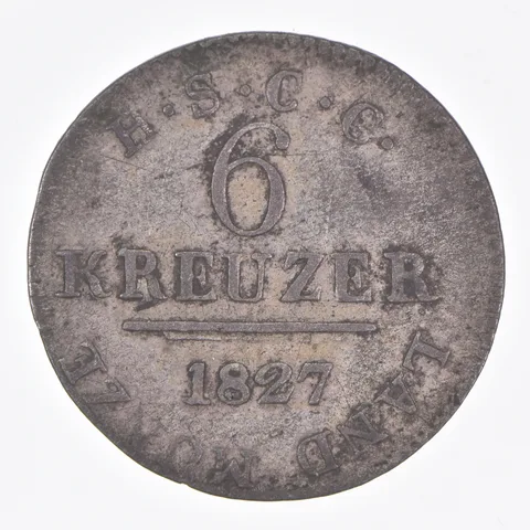 Better Date - 1827 Saxe-Coburg And Gotha 6 Kreuzer World Coin- Silver *061