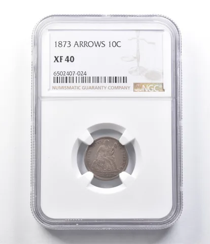 XF40 1873 Seated Liberty Dime Arrows NGC *5664