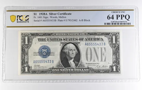 1928 A $1 Silver Certificate Fr#1601 Choice Unc 64 PPQ PCGS *3869