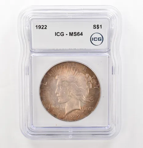 1922 Peace Silver Dollar MS64 ICG Beautiful Tone a3919
