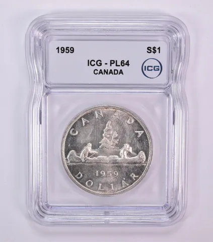 1959 Canada 1 Dollar Silver Voyageurs PL64 ICG