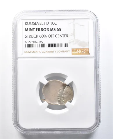Roosevelt Dime Mint Error 60% Off Center MS65 NGC 1946-64 D Silver *8237