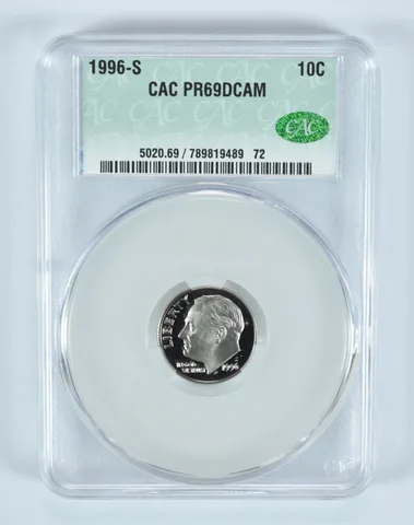 1996-S Roosevelt Dime PR69 DCAM CAC CACg