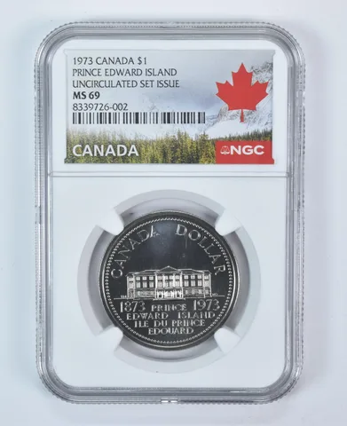 1973 Canada 1 Dollar Prince Edward Island Uncirculated Set MS69 NGC Canada Label