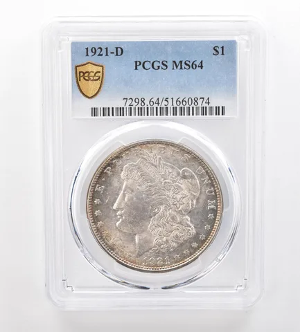 1921-D Morgan Silver Dollar MS64 PCGS Beautiful Tone *7481
