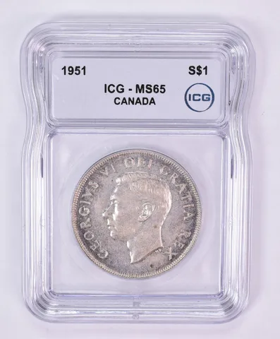 1951 Canada 1 Dollar Silver MS65 ICG Beautiful Tone *1185