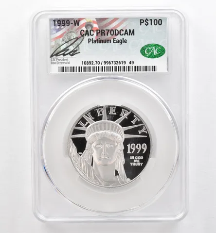 1999-W $100 American Platinum Eagle Ron Drzewucki 1 Oz PR70 DCAM CAC CACg *0363