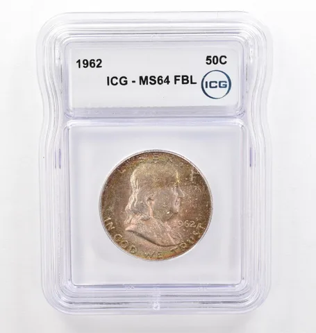 1962 Franklin Half Dollar MS64 FBL ICG Beautiful Tone *0221