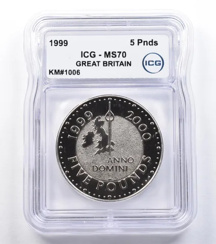 1999 Great Britain 5 Pounds Anno Domini KM#1006 MS70 ICG *2289