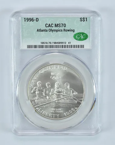 1996-D Olympic Rowing Commemorative Silver Dollar MS70 CAC CACg