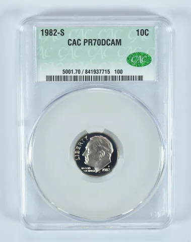 1982-S Roosevelt Dime PR70 DCAM CAC CACg