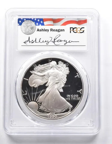 PR69DCAM 1990-S American Silver Eagle Legacy Ashley Reagan Signed PCGS a6463