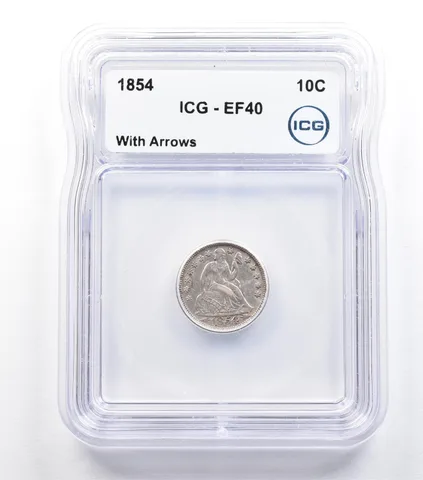 1854 Seated Liberty Dime With Arrows EF40 ICG *9300