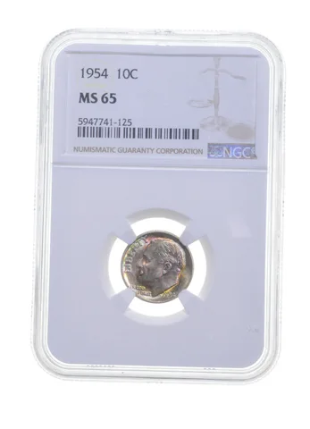 MS65 1954 Roosevelt Dime - Graded NGC - Internal Cud - Insane Color a5738