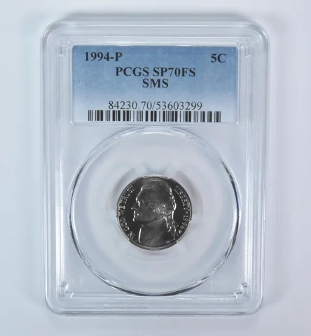1994-P Jefferson Nickel SMS SP70 FS PCGS Blue Label