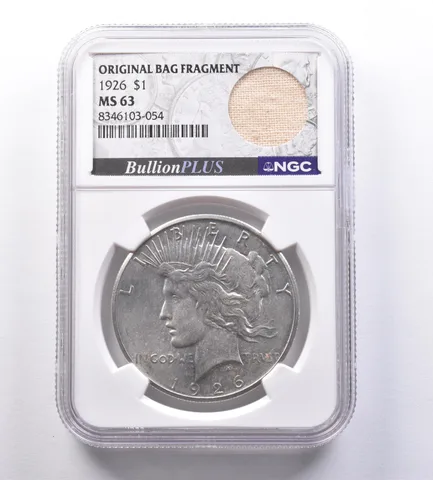 1926 Peace Silver Dollar Original Bag Fragment MS63 NGC *8862