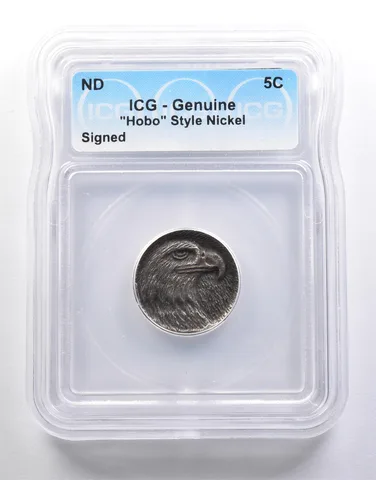 (ND) Indian Head Buffalo Nickel "Hobo" Style Signed Genuine ICG *6572