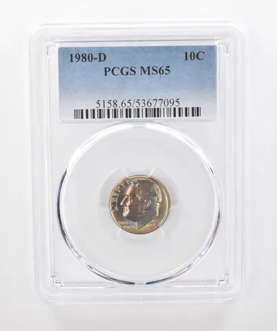 1980-D Roosevelt Dime MS65 PCGS Beautiful Tone a1319