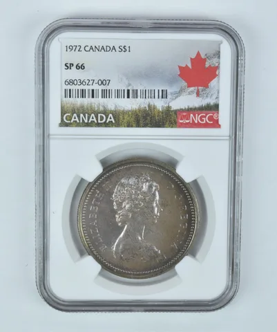 SP66 1972 Canada Silver Dollar NGC Beautifully Toned a2963