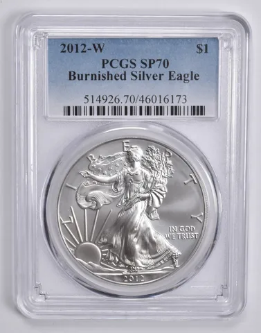 2012-W BURNISHED SILVER EAGLE SP70 PCGS Blue Label