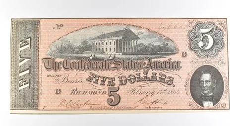1864 $5 Richmond VA Confederate States Of America Obsolete Note *3895