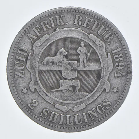 SILVER - WORLD Coin - 1894 South Africa 2 Shillings - World Silver Coin *825