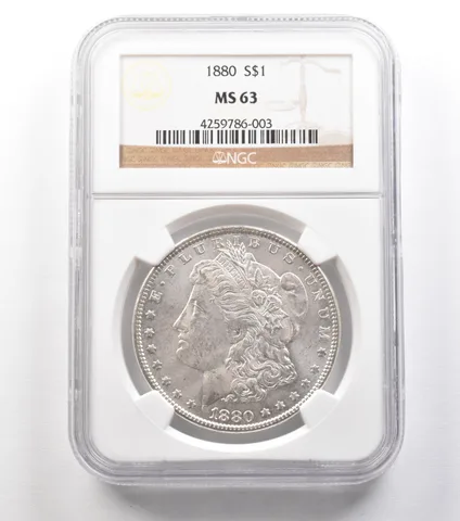 1880 Morgan Silver Dollar MS63 NGC a1557