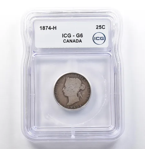 1874 H Canada 25 Cents G6 ICG *9935