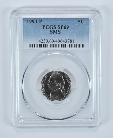 1994-P Jefferson Nickel SMS SP69 PCGS Blue Label