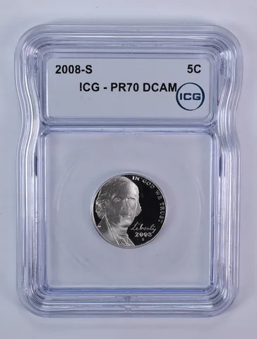 2008-S Jefferson Nickel PR70 DCAM ICG