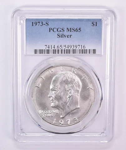 1973-S Eisenhower $1 Silver MS65 PCGS Blue Label