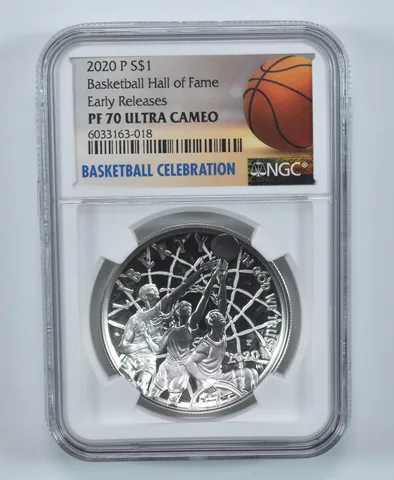 2020-P Basketball Hall Of Fame Commemorative $1 ER PF70 UCAM NGC