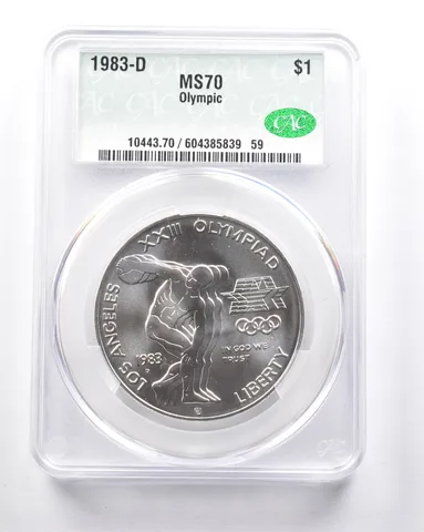 MS70 1983-D Olympic Discus Commemorative Dollar CAC CACG *6275