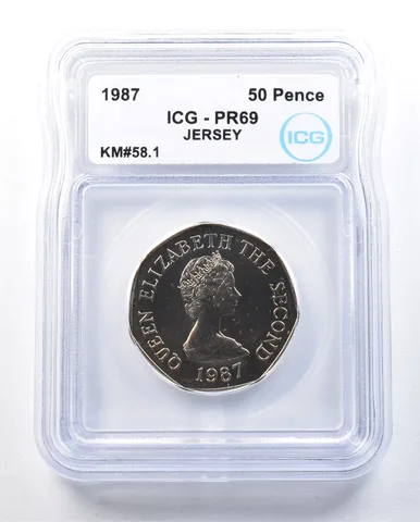 1987 Jersey 50 Pence KM#58.1 PR69 ICG *8974
