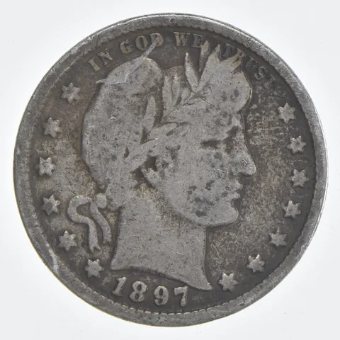 1897 (P) Barber Quarter 90% Silver VG Condition