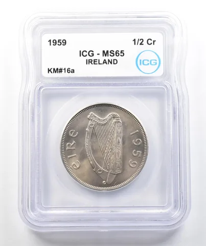 1959 Ireland 1/2 Crown KM#16a MS65 ICG a9804