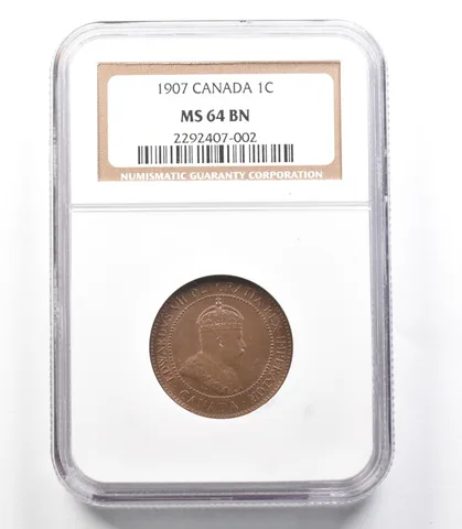 1907 Canada 1 Cent MS64 BN NGC a3482