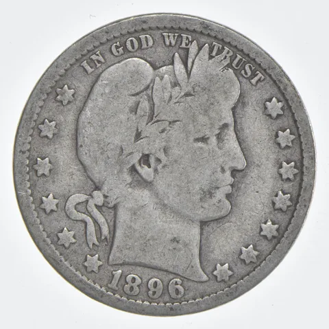 1896-O Barber Quarter 90% Silver VG Condition