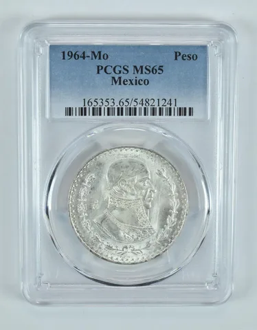 1964 Mo Mexico 1 Peso MS65 PCGS Blue Label