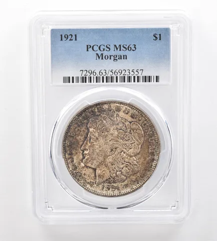 1921 Morgan Silver Dollar MS63 PCGS Beautiful Tone *7442