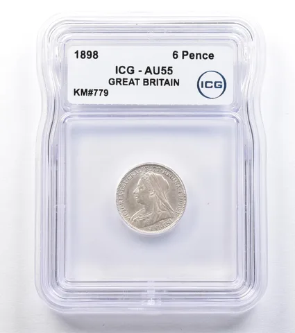 1898 Great Britain 6 Pence KM#779 AU55 ICG *1807