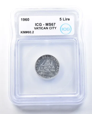 1960 Vatican City 5 Lire KM#60.2 MS67 ICG *8955