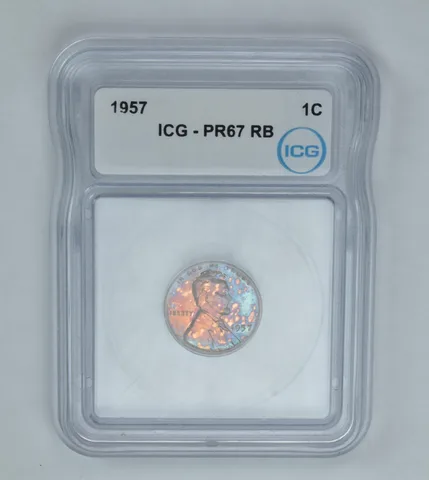 1957 Lincoln Wheat Cent PR67 RB ICG Beautiful Tone *0992