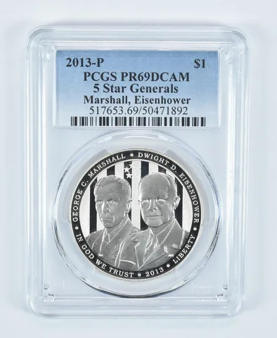 2013-P 5 Star Generals Commemorative Dollar PR69 DCAM PCGS Blue Label