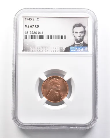 1945-S Lincoln Wheat Cent MS67 RD NGC *7485