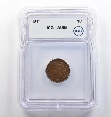 1871 Indian Head Cent AU55 ICG *4114