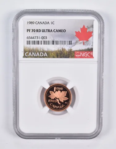 PF70 RD UCAM 1989 Canada 1 Cent NGC a2238